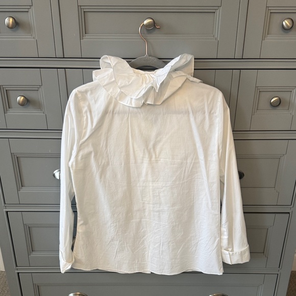 Zara White Ruffled Front Button Blouse - Picture 3 of 5